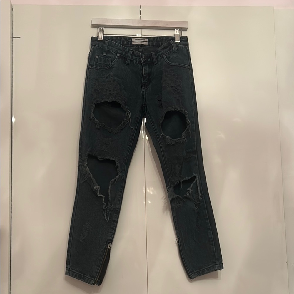 One Teaspoon Distressed Black Jeans